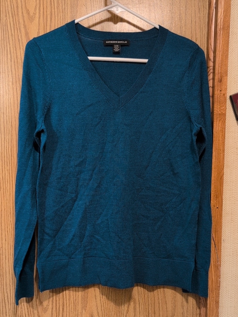Katherine Barclay Deep Teal V-Neck Women's Sweater